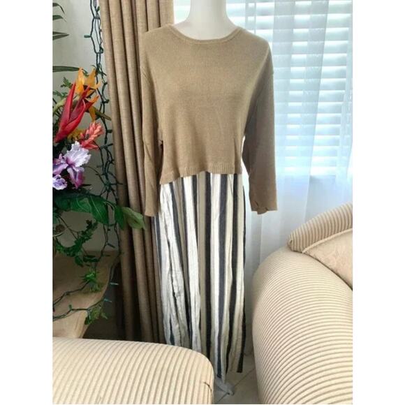 ZARA STRIPED COMBINATION KNIT DRESS - Picture 8 of 8